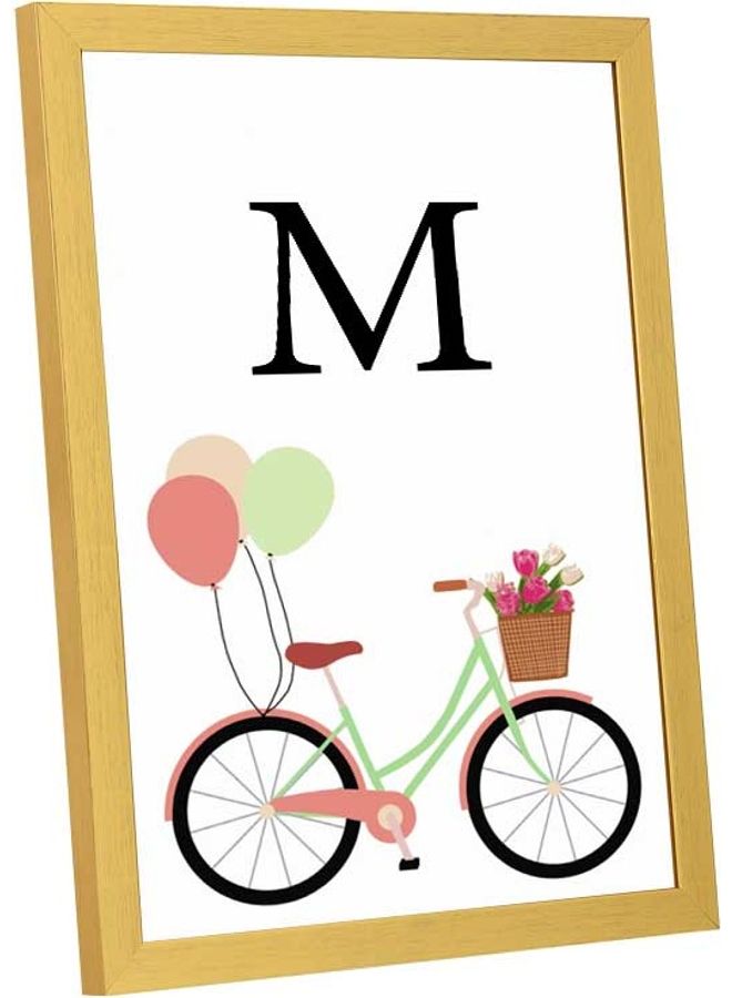 LOWHA M Letter Bike Balloons Wall Art Frame White/Pink/Black/Green 33x43cm  - Image 2