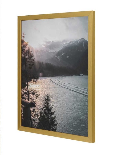 Water In Front Of Mountain Wall Art Frame Multicolour 33x43cm