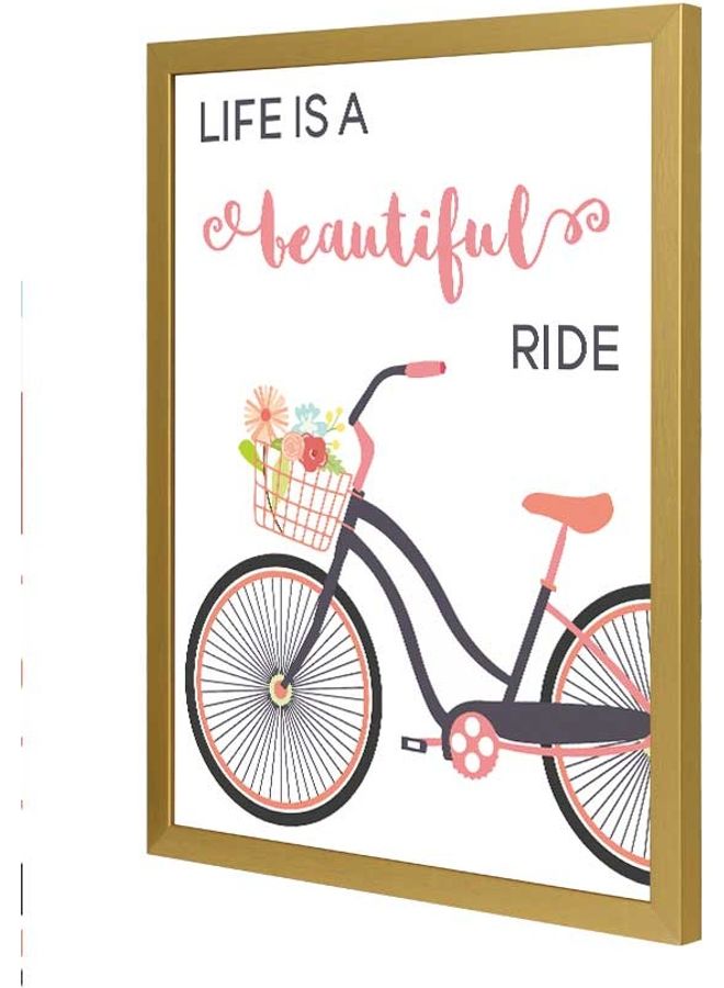 LOWHA Life Is A Beautifule Ride Bike Wall Art Frame Multicolour 33x43cm - Image 1