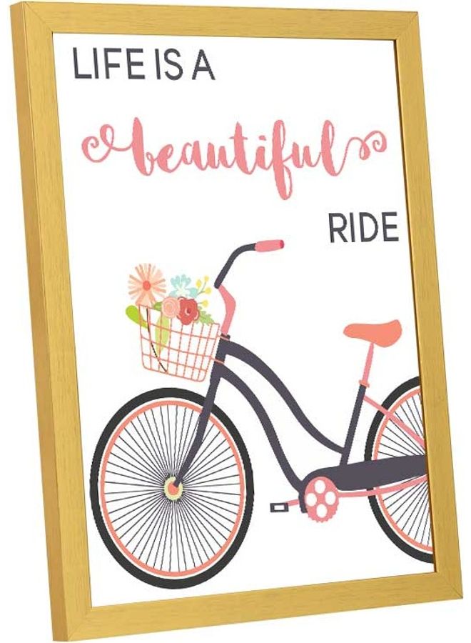 LOWHA Life Is A Beautifule Ride Bike Wall Art Frame Multicolour 33x43cm - Image 2