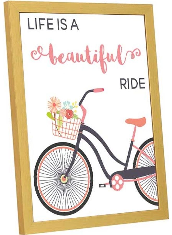 LOWHA Life Is A Beautifule Ride Bike Wall Art Frame Multicolour 33x43cm - Image 3
