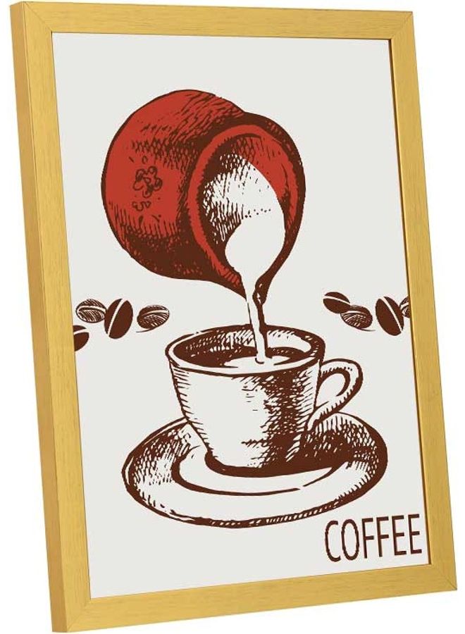 لوحة فنية بإطار لديكور الحائط تُمثل كلمة "Coffee" متعدد الألوان 33x43سم - Image 2