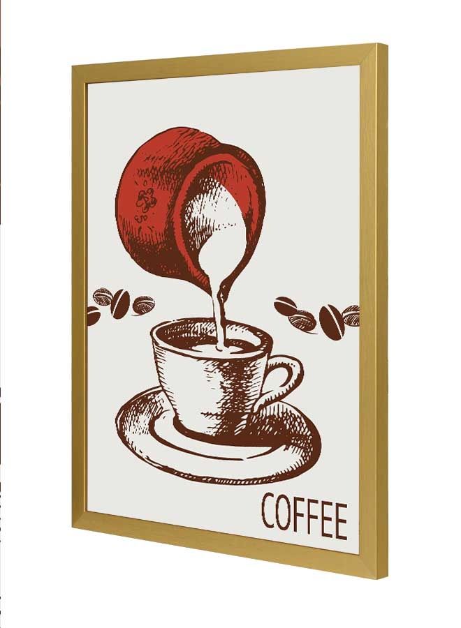 لوحة فنية بإطار لديكور الحائط تُمثل كلمة "Coffee" متعدد الألوان 33x43سم - Image 1