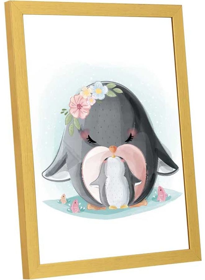 Penguin Wall Art Frame Multicolour 33x43cm
