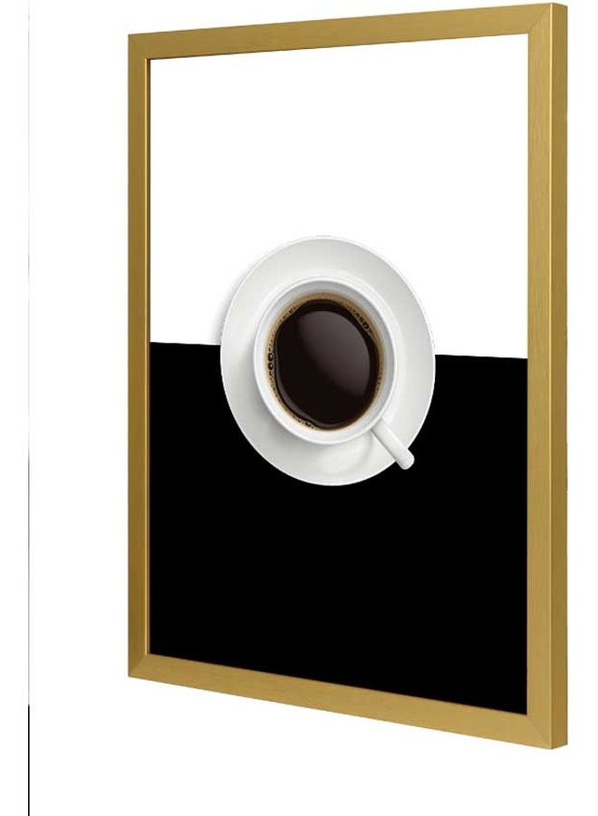 لوحة فنية بإطار لديكور الحائط تُمثل كلمة "Coffee" أسود/ أبيض/ بني 33x43سم - Image 1