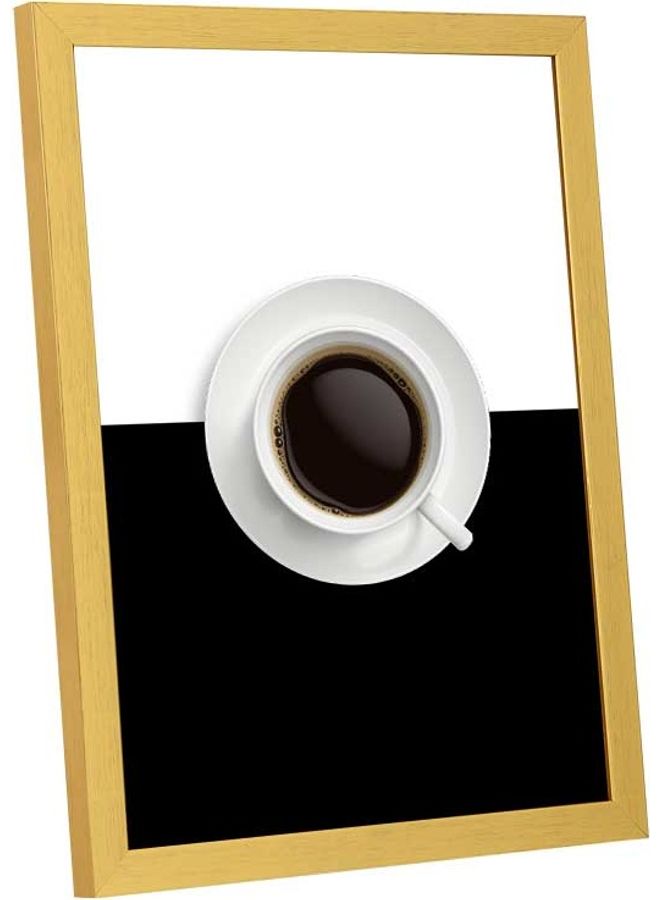 لوحة فنية بإطار لديكور الحائط تُمثل كلمة "Coffee" أسود/ أبيض/ بني 33x43سم - Image 2