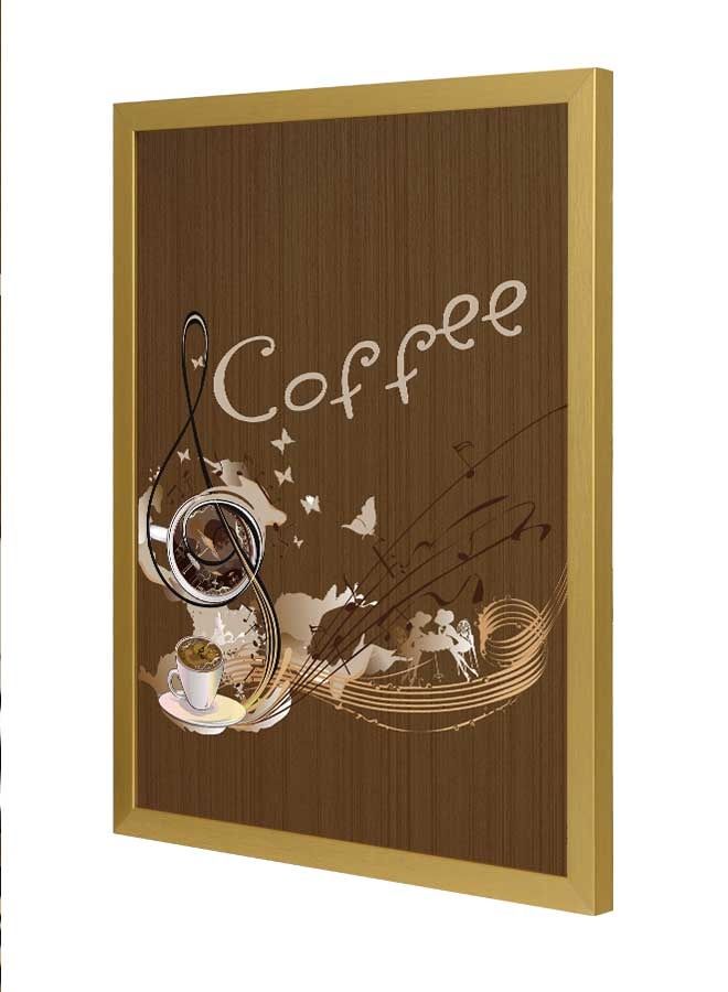 لوحة فنية بإطار لديكور الحائط تُمثل كلمة "Coffee" متعدد الألوان 33x43سم - Image 1