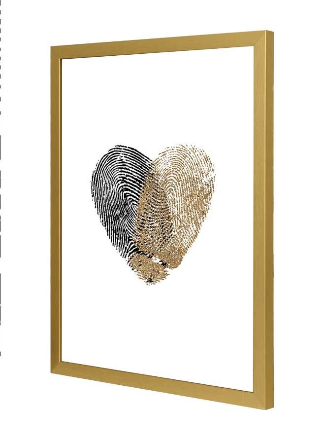 LOWHA Gold Heart Fingerprint Wall Art Frame Multicolour 33x43cm - Image 1