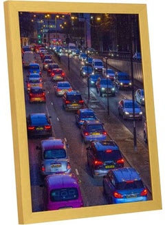 LOWHA Cars On Road During Sunset Wall Art Frame Multicolour 33x43cm  - Image 2
