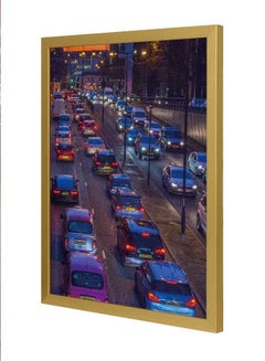 LOWHA Cars On Road During Sunset Wall Art Frame Multicolour 33x43cm  - Image 1