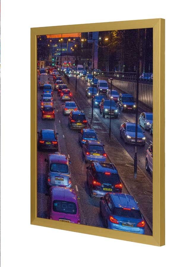 LOWHA Cars On Road During Sunset Wall Art Frame Multicolour 33x43cm  - Image 1