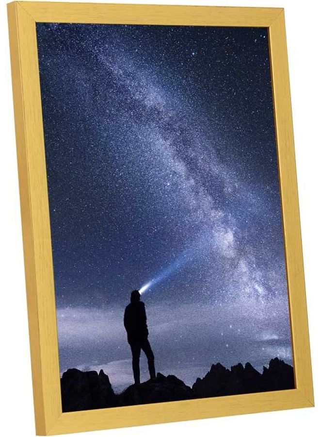 LOWHA - Man Standing On Mountain During Night Wall Art Frame Multicolour 33x43cm - Image 1