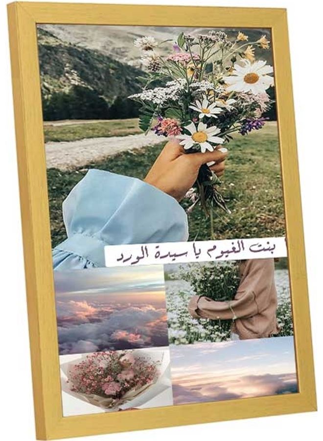 لوحة فنية بإطار لديكور الحائط بتصميم فتاة وغيوم متعدد الألوان 33x43سم - Image 3