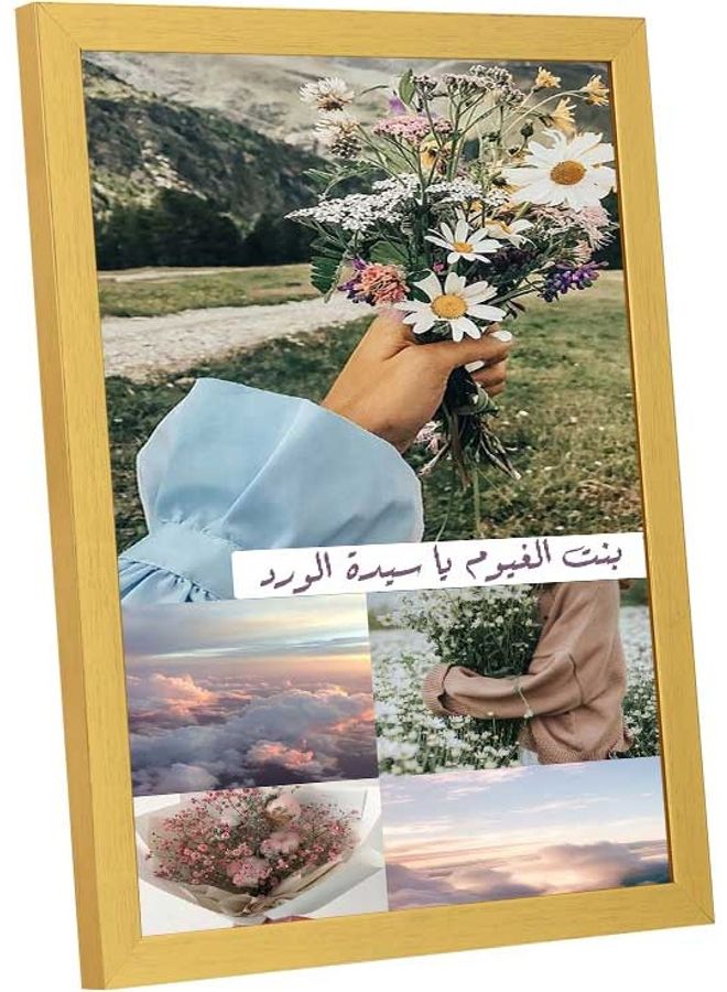 لوحة فنية بإطار لديكور الحائط بتصميم فتاة وغيوم متعدد الألوان 33x43سم - Image 2