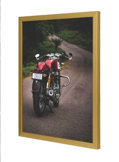 LOWHA Motorcycle Parked On Road Wall Art Frame Multicolour 33x43cm  - Image 1
