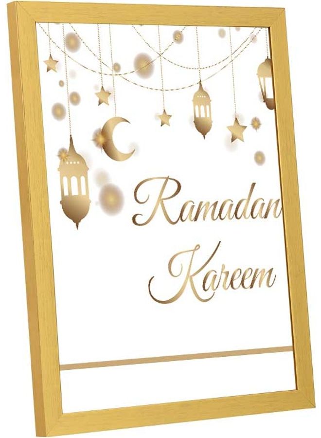 LOWHA Ramadan Kareem Wall Art Frame White/Gold 33x43cm - Image 2