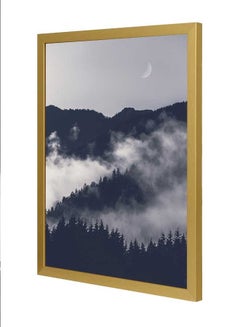 Mountain Cove With Fog Wall Art Frame Multicolour