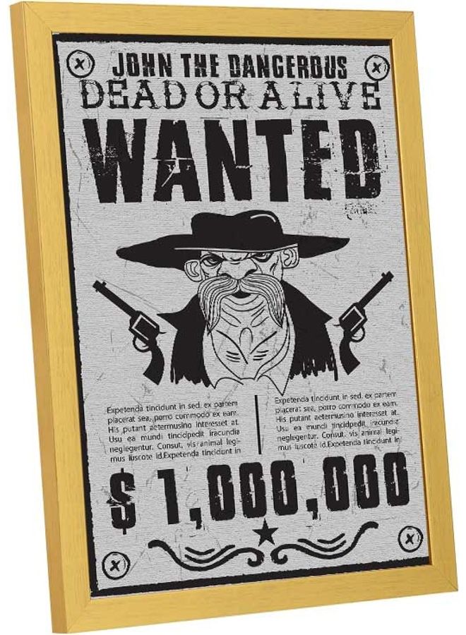 لوحة فنية بإطار لديكور الحائط تُمثل كلمة "Wanted" متعدد الألوان 33x43سم - Image 2