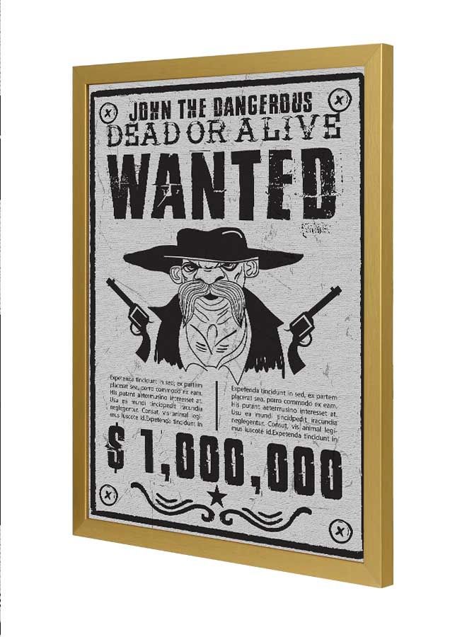 لوحة فنية بإطار لديكور الحائط تُمثل كلمة "Wanted" متعدد الألوان 33x43سم - Image 1