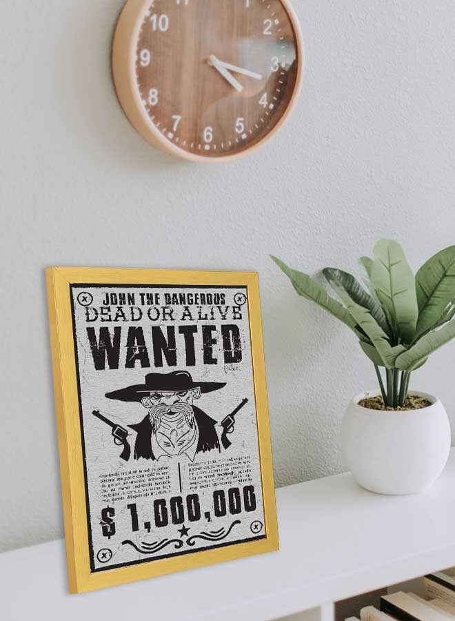 لوحة فنية بإطار لديكور الحائط تُمثل كلمة "Wanted" متعدد الألوان 33x43سم - Image 3