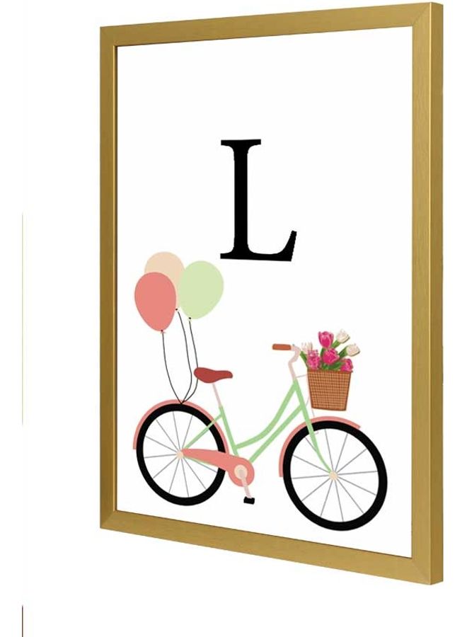 LOWHA L Letter Bike Balloons Wall Art Frame Multicolour 33x43cm - Image 1