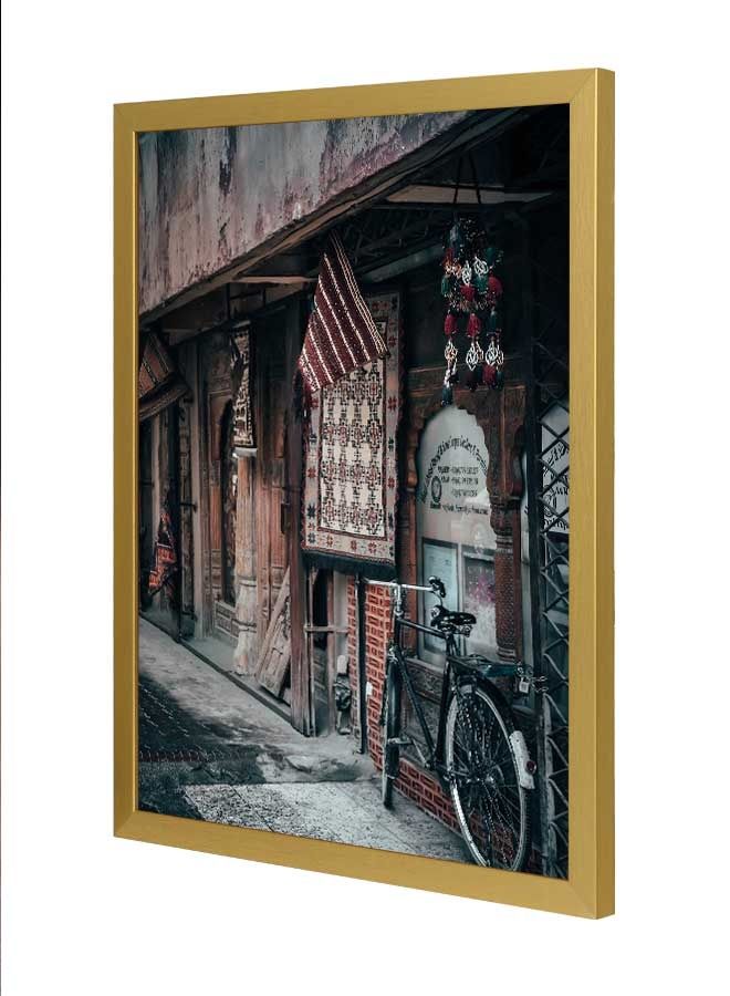 LOWHA Road Bike On Pathway Wall Art Frame Multicolour 33x43cm  - Image 1