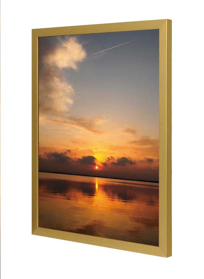 لوحة فنية بإطار لديكور الحائط بتصميم منظر جميل لغروب الشمس متعدد الألوان 33x43سم - Image 1