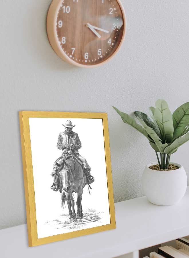 لوحة فنية بإطار لديكور الحائط بتصميم راكب حصان من الغرب القديم متعدد الألوان 33x43سم - Image 3