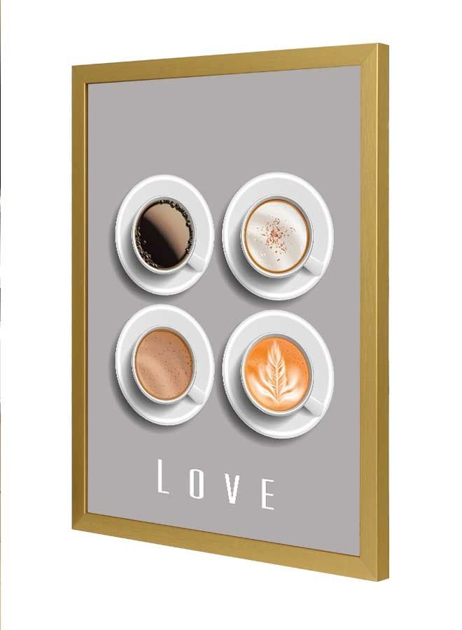 لوحة للوحة فنية بإطار لديكور الحائط بتصميم يعبّر عن حبّ القهوة متعدد الألوان 33x43سم - Image 1
