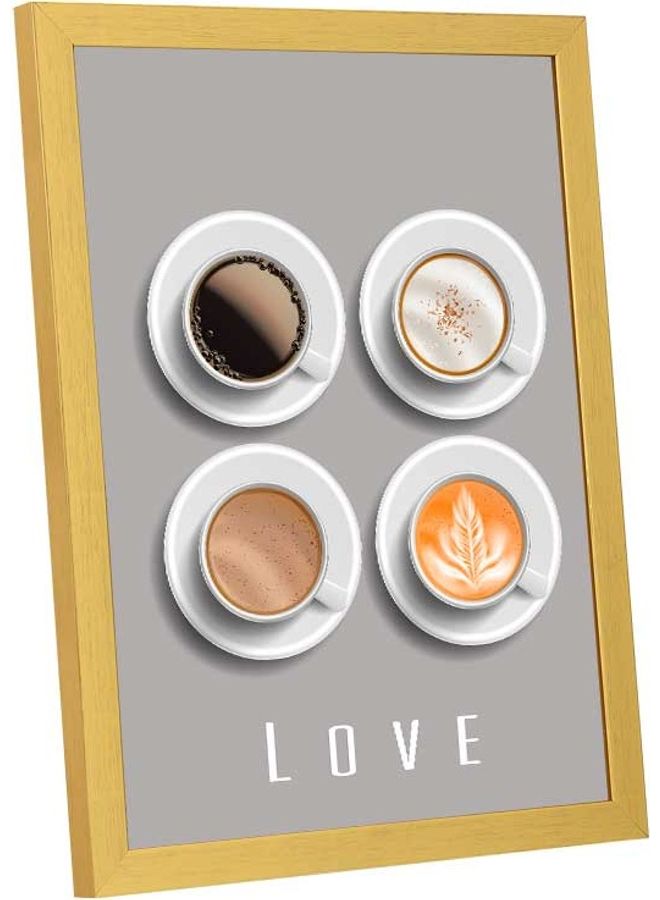 لوحة للوحة فنية بإطار لديكور الحائط بتصميم يعبّر عن حبّ القهوة متعدد الألوان 33x43سم - Image 2