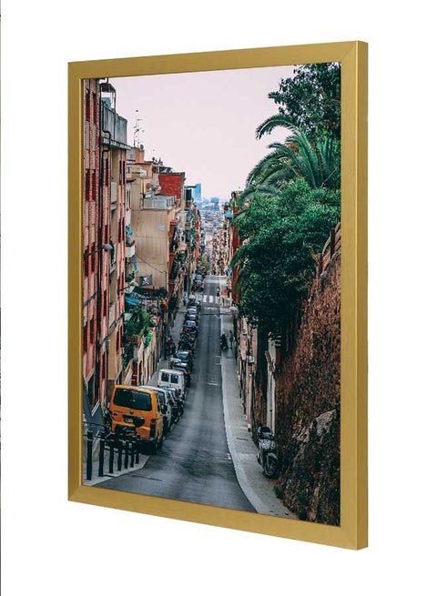 Road Between Building Wall Art Frame Multicolour 33x43cm