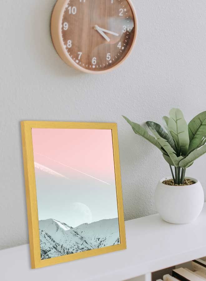LOWHA - Mountain In Front Of Sun Wall Art Frame Multicolour 33x43cm - Image 1