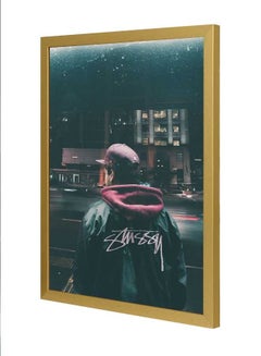 LOWHA Man Standing Beside Road Wall Art Frame Multicolour 33x43cm  - Image 1