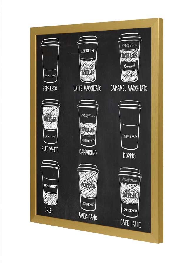 لوحة فنية بإطار لديكور الحائط بتصميم مشروبات القهوة متعدد الألوان 33x43سم - Image 1