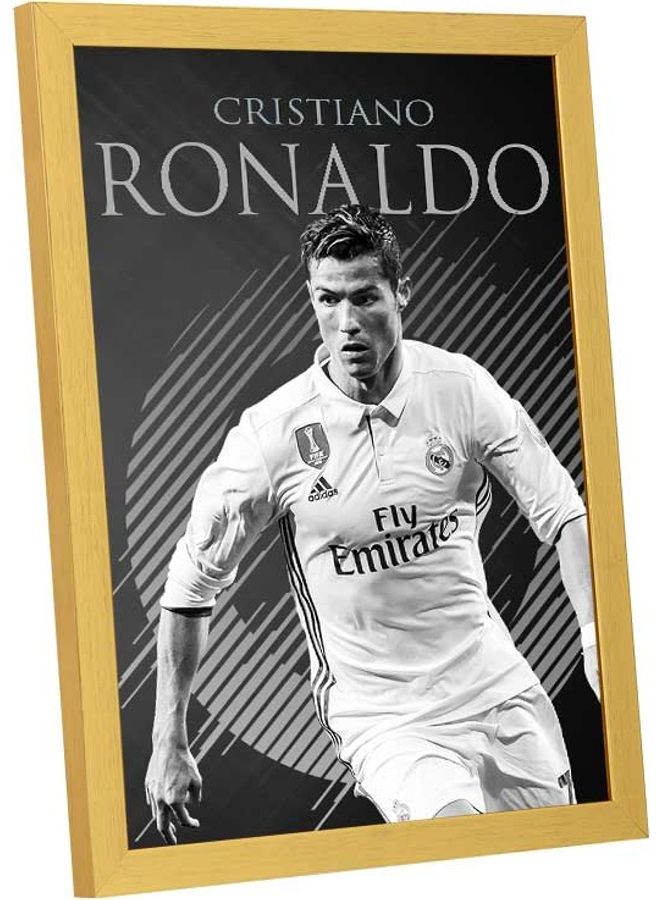 لوحة فنية بإطار لديكور الحائط بتصميم اللاعب رونالدو متعدد الألوان 33x43سم - Image 2
