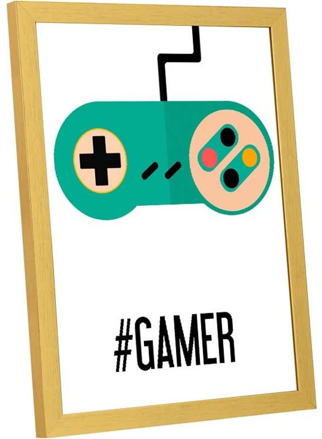 لوحة فنية بإطار لديكور الحائط مطبوع عليها عبارة "#Gamer" متعدد الألوان 33x43سم - Image 2