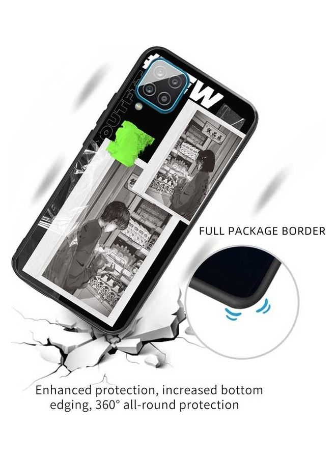 Okteq Protective Case Cover for Samsung Galaxy A12 Manga Cover Image Black/White/Green  - Image 2