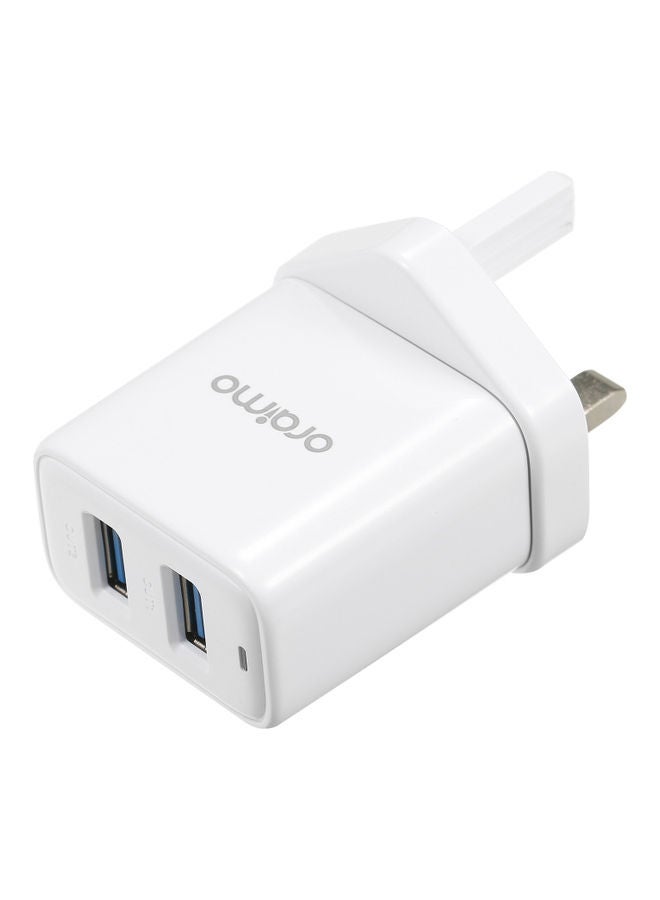 أورايمو مجموعة شاحن USB الجداري الثنائي السريع فايرفلاي مع كابل أبيض - Image 2