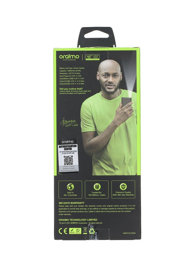 Oraimo 10000.0 mAh Fast Charging Power Bank With LED Torch Black - Image 5