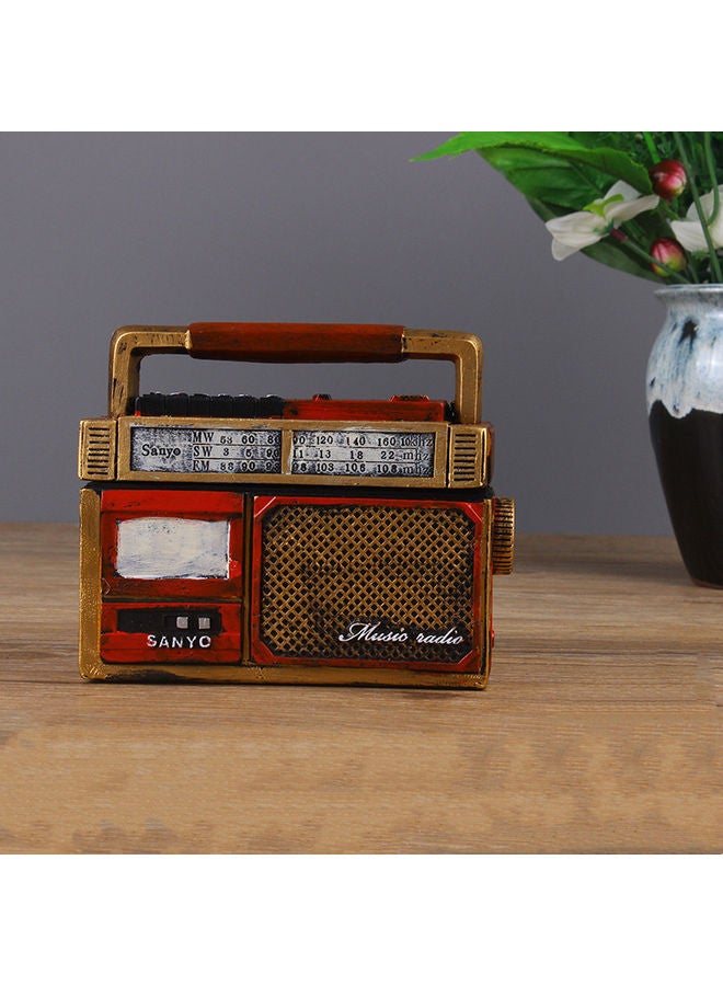 Decorative Radio Design Ashtray With Lid Red/Beige/White 15x8x13cm - Image 1