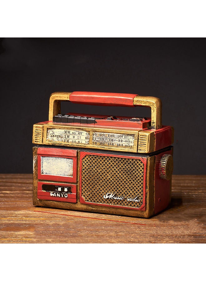 Decorative Radio Design Ashtray With Lid Red/Beige/White 15x8x13cm - Image 2