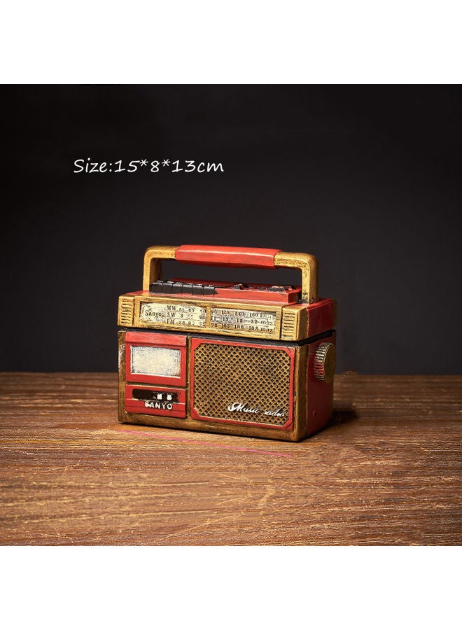 Decorative Radio Design Ashtray With Lid Red/Beige/White 15x8x13cm - Image 3