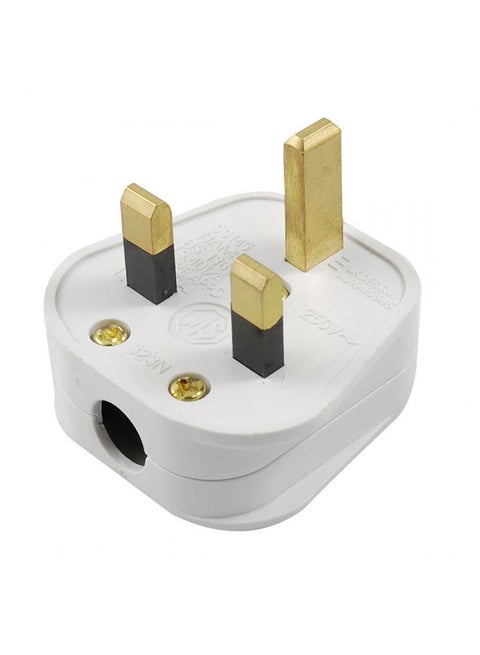 2-Piece 3-Pin Fused Plug Set White/Gold