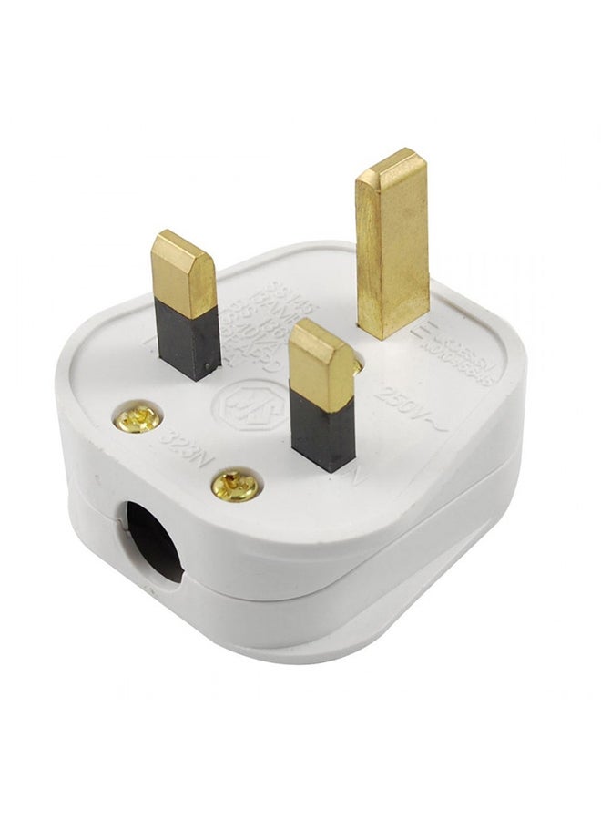 2-Piece 3-Pin Fused Plug Set White/Gold 