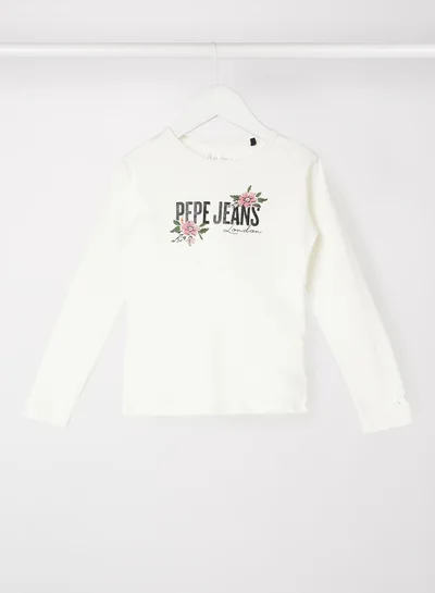 Pepe Jeans LONDON Kids/Teen Graphic Logo T-Shirt White