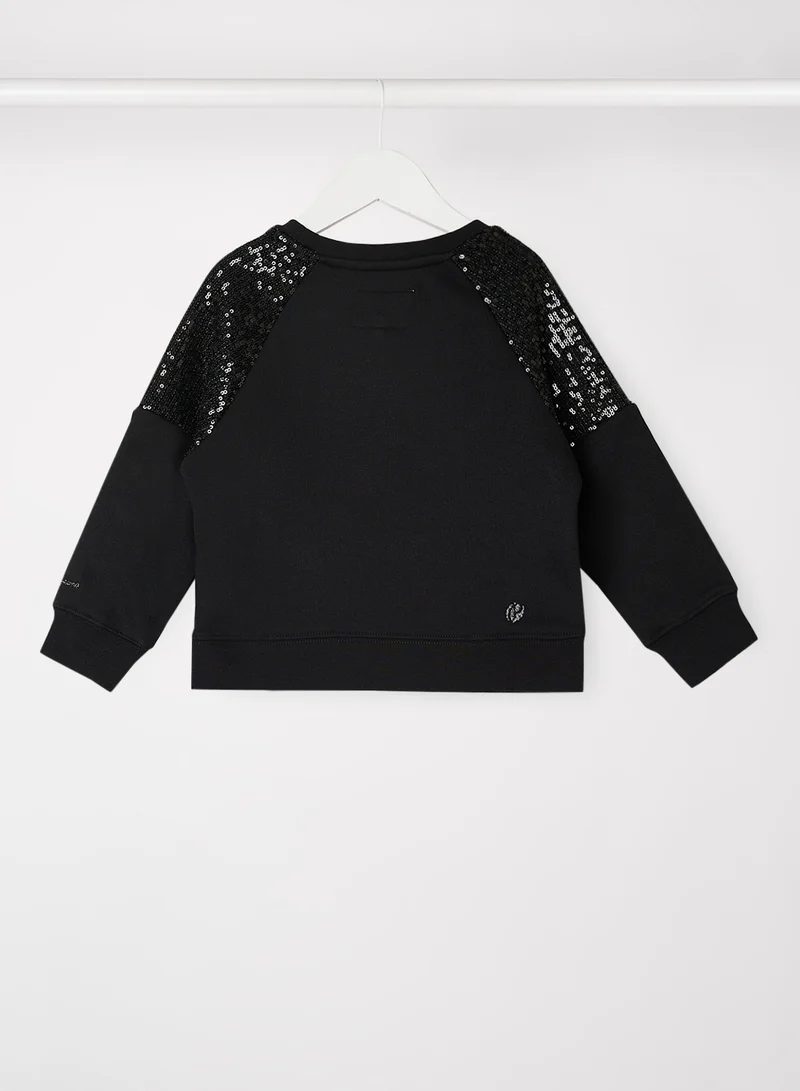 Pepe Jeans LONDON Girls Sequin Long Sleeve Sweatshirt Black