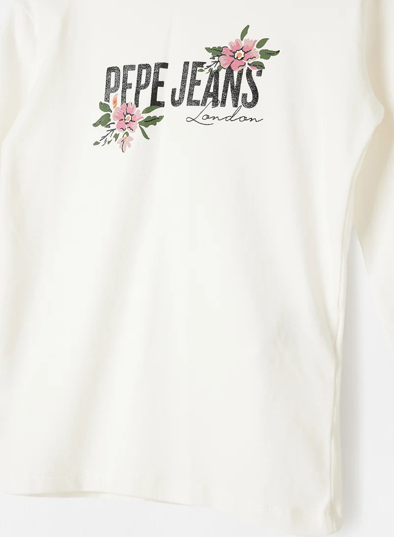 Pepe Jeans LONDON Kids/Teen Graphic Logo T-Shirt White