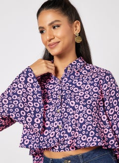 Aila Stylish floral hi low shirt with bell sleeves White  - Image 3