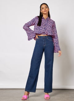 Aila Stylish floral hi low shirt with bell sleeves White  - Image 4
