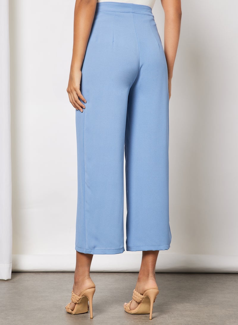 Aila - Women Wide Leg With Button Details Pants Blue - Image 1